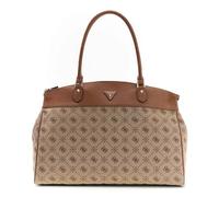 GUESS Bolsa de Viaje Bolso de Hombro Melinda Logo Deluxe Dome Tote Latte Logo marrón Topo