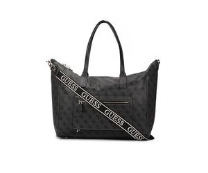 GUESS Bolsa de Viaje con Compartimento para portátil Latona Carryon Large Tote Coal Logo Gris Oscuro