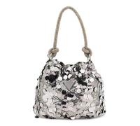 GUESS bolso bandolera Holiday Shine Top Handle Pouch Pewter antracita