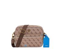 GUESS bolso bandolera Milano Crossbody Double Zip Bag Beige/Blue marrón claro
