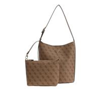 GUESS bolso de hombro bolsa de utensilios Meridian II Bucket Bag Latte Logo marrón claro