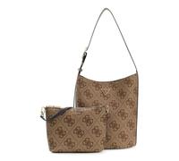 GUESS bolso de hombro bolsa de utensilios Meridian II Bucket Bag Latte Logo marrón claro