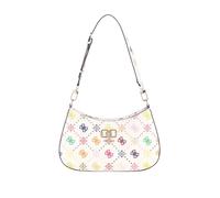 GUESS bolso de hombro Emelie Logo Top Zip Shoulder Bag Multi Logo blanco