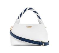 GUESS Bolso de Mano Asa Trenzada, Color Blanco y Azul Marino, Diseño Elegante