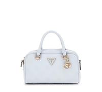 GUESS Bolso de Mano para Mujer, Diseño con Logo en Relieve, Blanco, Detalles Dorados