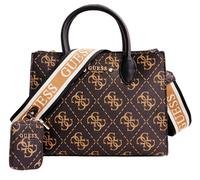 Guess Bolso De Mujer Bandolera Rea High Society Satchel Marrón 4G Logo Nuevo