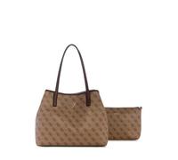 GUESS Bolso modelo Victtoria, color leche logo/marrón, 100% piel sintética, 32,5 x 27,5 x 15 cm, con bolsa extraíble, cierre magnético, doble asa