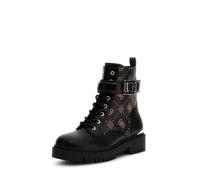 GUESS Botas Diseño Monograma, Suela de Plataforma, Hebilla Decorativa, Negro y Marrón (Negro y marrón, Sistema tallas calzado EU, Adulto, Números, mediano, 38)