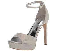 GUESS Cadly, Sandalia con talón Mujer, Silver Shimmer 040, 37.5 EU