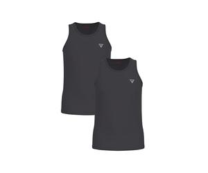 GUESS Caleb Hero - Playera sin Mangas para Hombre, 2 Unidades, Jet Black W/Frost Grey, M