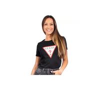 GUESS Camisa de algodón orgánico con logotipo triangular para niña, Negro -, 14 años