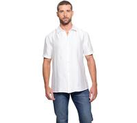 Guess Camisa ecológica de Manga Corta a Rayas Liam para Hombre, Blanco Sal, Large