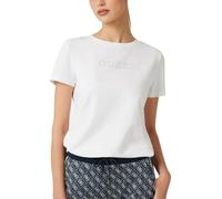 Guess Camiseta Briana para mujer manga corta eco funcional Plata/Blanco L