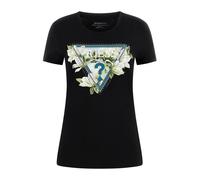 GUESS Camiseta 'CAMELIA' ecru / petróleo / verde claro / negro XL ecru / petróleo / verde claro / negro