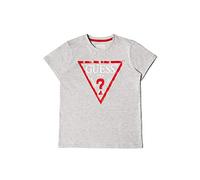 Guess Camiseta clásica de Manga Corta con Logotipo Triangular para niño, Gris Claro Jaspeado, 12