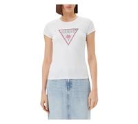 Guess - Camiseta de Manga Corta con Triángulos de Pedrería - Tops - Mujer - Blanco - S -