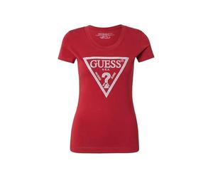 GUESS Camiseta de manga corta Shiny Triangle W5RI11J1314, rojo oscuro, S