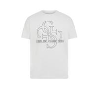 GUESS Camiseta ecológica de manga corta clásica Quattro G para hombre, Blanco puro, Medium