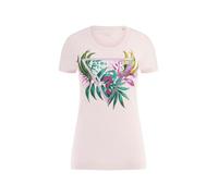 GUESS Camiseta ecológica de manga corta con diseño de triángulo para mujer, Rosa de bajo clave, XS