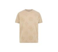 GUESS Camiseta ecológica de manga corta con estampado de peonías para hombre, Arena neutra, Medium