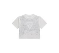 GUESS Camiseta ecológica de manga corta para niña, Blanco puro, 8 años