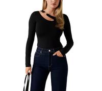 Guess Camiseta ecológica de Manga Larga con Hebilla Eleanor para Mujer, Negro Azabache, Large