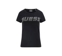 GUESS Camiseta con logo de pedrería, color negro, Negro , M