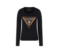 Guess Camiseta ecológica de Manga Larga Leo Triangle para Mujer, Negro Azabache, M