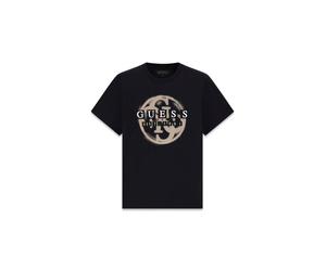 GUESS Camiseta moca / negro / blanco S EUR