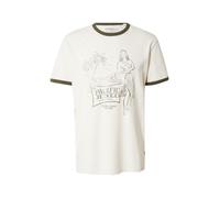 GUESS Camiseta 'NO PLAN TO LEAVE' crema / oliva XL crema / oliva