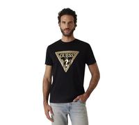Guess Camiseta para Hombre con Logotipo Triangular de Cadena ecológica, Negro Azabache, X-Large