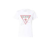 GUESS Camiseta para Mujer, Logo Triangular, Manga Corta, Blanco (FR/ES, Letras, L, Regular, Regular, Blanco)