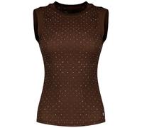 Guess Camiseta sin Mangas Francine Smock Hotfix para Mujer, café, XS