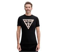 Guess Camiseta Triangular de Manga Corta ecológica para Hombre, Negro Azabache, Large