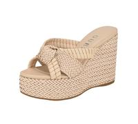 GUESS Sandalia de cuña Eveh para mujer, Beige 110, 38 EU