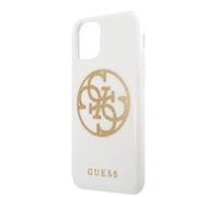 GUESS Carcasa Brillante 4G Circle Logo Serie para iPhone 11 Pro MAX, Color Blanco