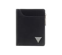 GUESS Cartera Berna de piel, negra, 8 x 10 x 3 cm, con 7 compartimentos para tarjetas, monedero con cremallera, RFID Safe