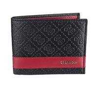 GUESS Cartera Bifold Barreño, Negro/Rojo, Talla única para Hombre