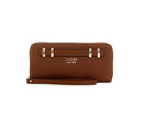 GUESS Cartera de Cuero para Mujer, Marrón, Cierre de Cremallera, Diseño Clásico EST. 1981