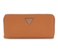 GUESS Cartera de Mujer con Cremallera, Cuero Sintético, Color Cognac, Logo Triangular