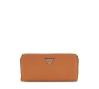 GUESS Cartera de Mujer con Cremallera, Cuero Sintético, Color Cognac, Logo Triangular