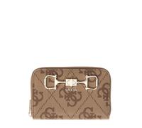GUESS Cartera mediana con cremallera para mujer con logotipo de Janie con estampado latte