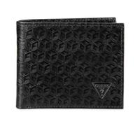 Guess Cartera Plegable Fina, de Cuero, para Hombre, Negro Texturizado, Talla única