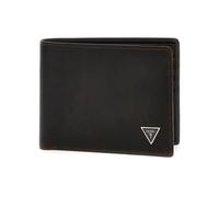GUESS Cartera Roma Flat Bi-Fold de piel sólida marrón