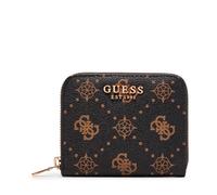 Guess Cartera para mujer Carrie Logo Small Zip Around – Espresso marrón oscuro