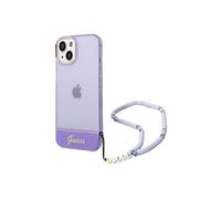 Guess CG Mobile Funda rígida para iPhone 14 Plus para iPhone 14 Plus, Color Morado translúcido con Correa, policarbonato y TPU antiarañazos, cómoda y Duradera con Puertos accesibles, absorción de