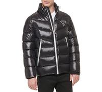 GUESS Chaqueta acolchada de peso medio con cremallera para hombre, color negro, talla M, Negro -, Medium
