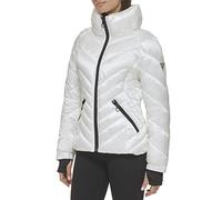 GUESS Chaqueta acolchada ligera para mujer, color blanco, talla M, Blanco, M