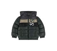 GUESS Chaqueta de niño acolchada con logotipo y capucha N5BL09WEGY0 7628907821424-4, Gris y verde., 18 Meses