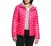 GUESS Chaqueta ligera plegable para mujer, acolchada, acolchada de transición, Acolchado rosa intenso, XL